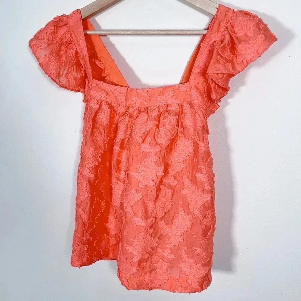Anthropologie Coral Crossback Ruffled Top - Picture 5 of 14